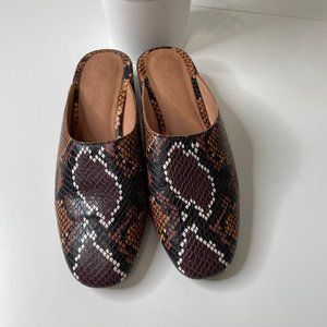 Madewell The Alicia Mule Flat in Snake Embossed Textured Leather Size 7